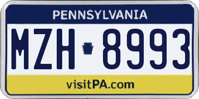 PA license plate MZH8993