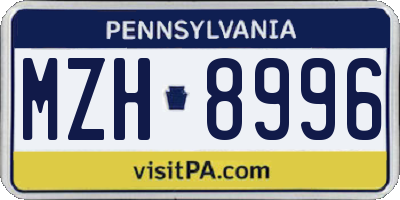PA license plate MZH8996