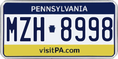 PA license plate MZH8998