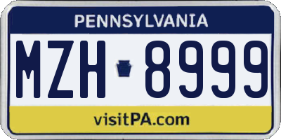 PA license plate MZH8999