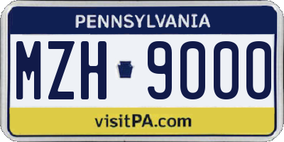 PA license plate MZH9000