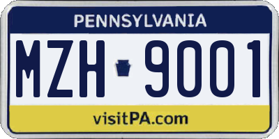 PA license plate MZH9001