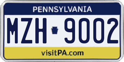 PA license plate MZH9002