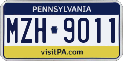 PA license plate MZH9011