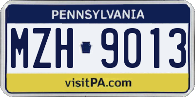 PA license plate MZH9013