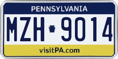 PA license plate MZH9014