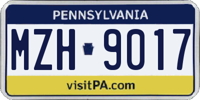 PA license plate MZH9017