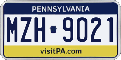 PA license plate MZH9021