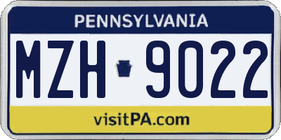 PA license plate MZH9022