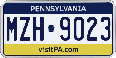 PA license plate MZH9023