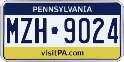 PA license plate MZH9024