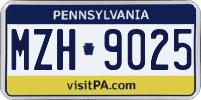 PA license plate MZH9025