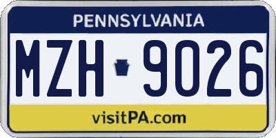 PA license plate MZH9026