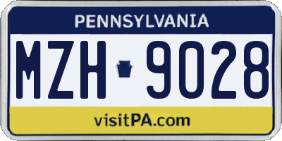 PA license plate MZH9028