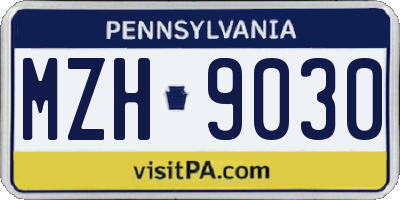 PA license plate MZH9030