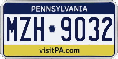 PA license plate MZH9032