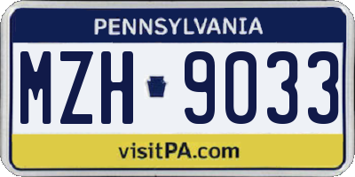 PA license plate MZH9033