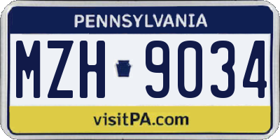 PA license plate MZH9034