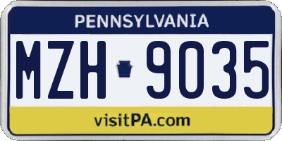PA license plate MZH9035