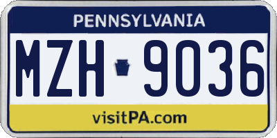PA license plate MZH9036