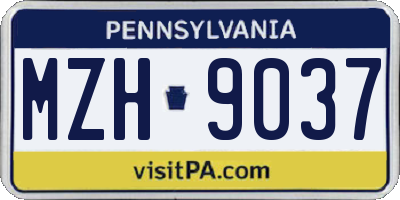 PA license plate MZH9037