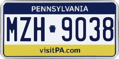 PA license plate MZH9038