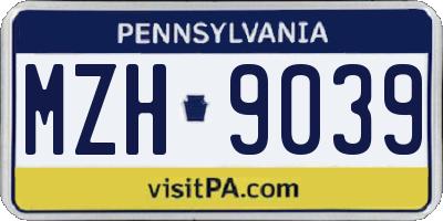 PA license plate MZH9039