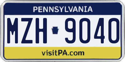 PA license plate MZH9040