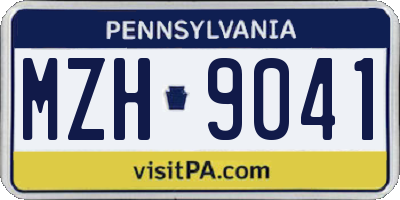 PA license plate MZH9041
