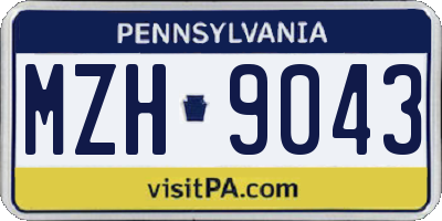 PA license plate MZH9043