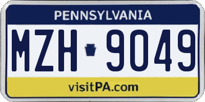 PA license plate MZH9049