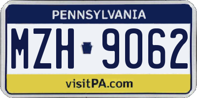 PA license plate MZH9062