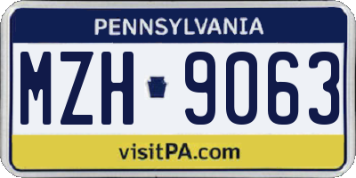 PA license plate MZH9063