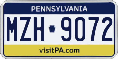 PA license plate MZH9072