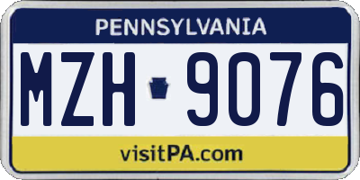 PA license plate MZH9076