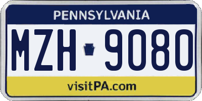 PA license plate MZH9080