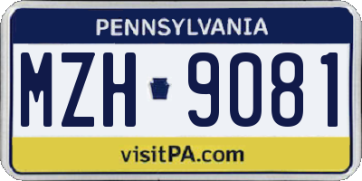 PA license plate MZH9081