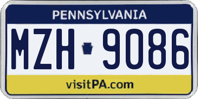 PA license plate MZH9086