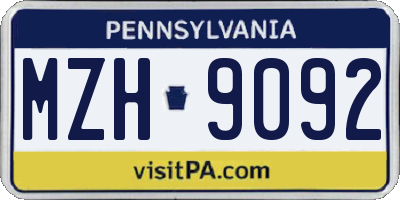 PA license plate MZH9092