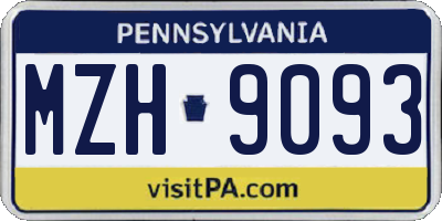 PA license plate MZH9093
