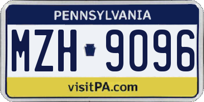 PA license plate MZH9096