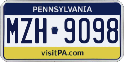 PA license plate MZH9098