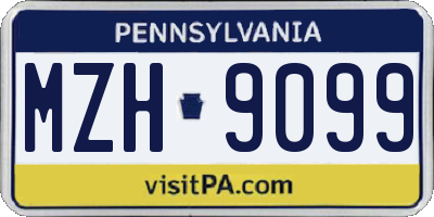 PA license plate MZH9099