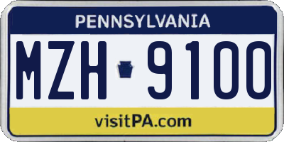 PA license plate MZH9100