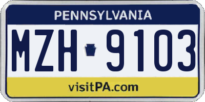 PA license plate MZH9103