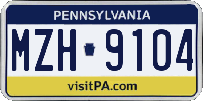 PA license plate MZH9104