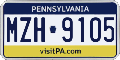 PA license plate MZH9105