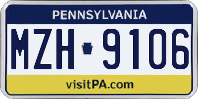PA license plate MZH9106