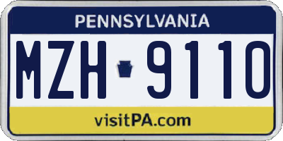 PA license plate MZH9110