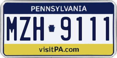PA license plate MZH9111
